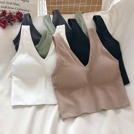 Brassière sans couture à col en V